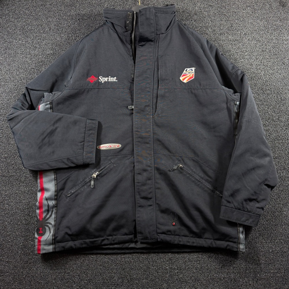Vintage Spyder US Ski Team‎ Olympics Hooded Jacket Mens XL Black Thinsulate 90s